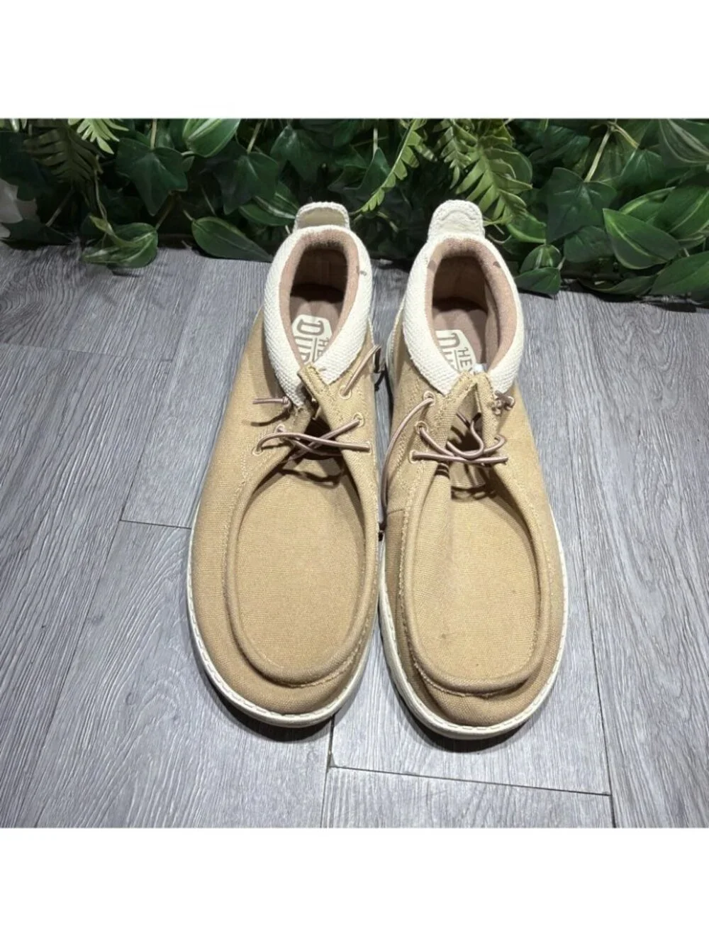 Hey Dude Wally Mid Salt N Stone Casual Boots Shoes Tan White Mens Size 14